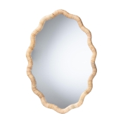bali & pari Rasida Scalloped Natural Rattan Wall Mirror, Oval